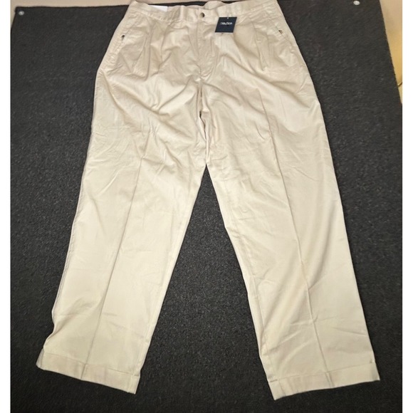 Nautica Other - VTG Nautica Pants Men Beige Sand Bar Pleated Chino Cuffed 90s 42 x 32 NWT